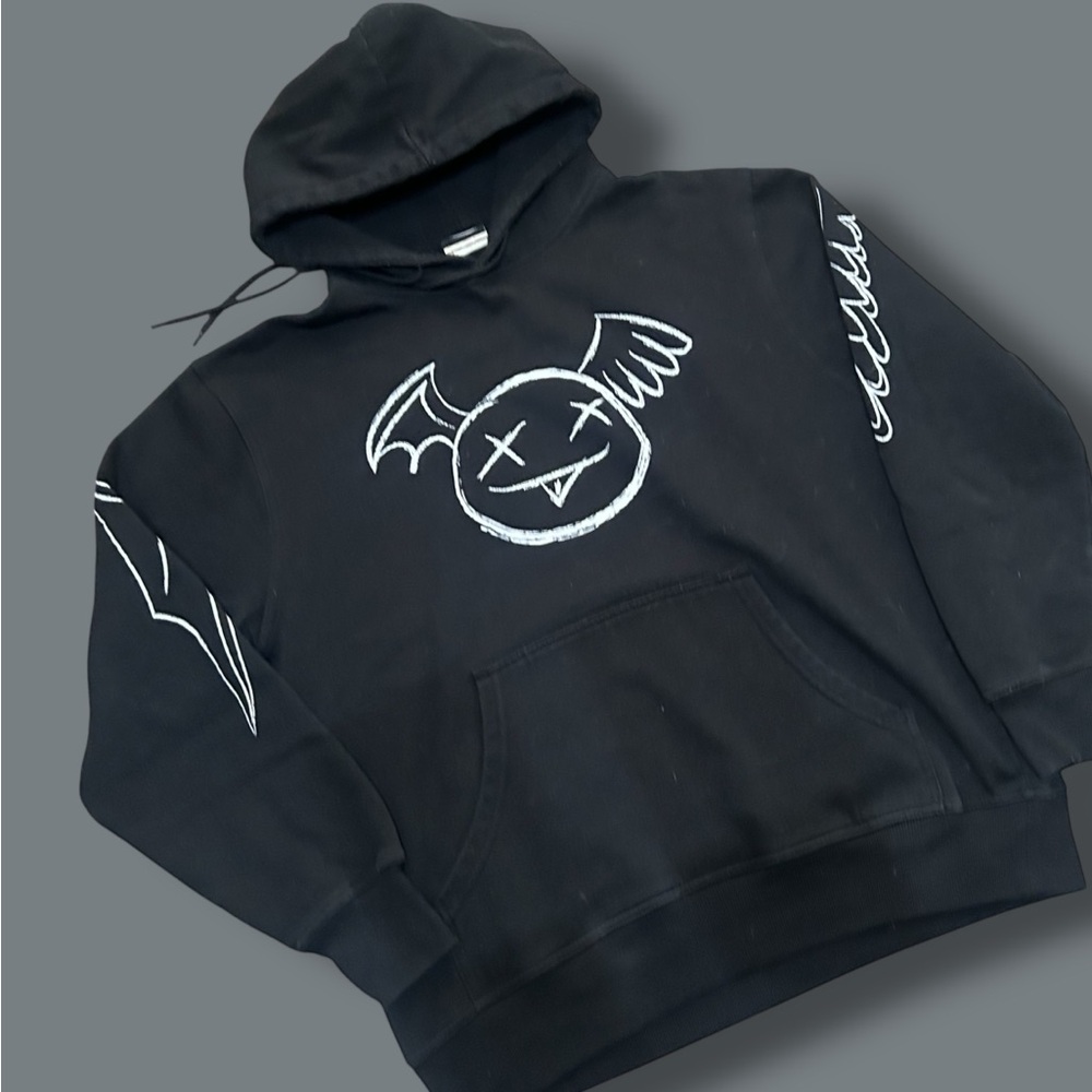 Dream Branding Graphic Angels and Demons Black Hoodie Pullover